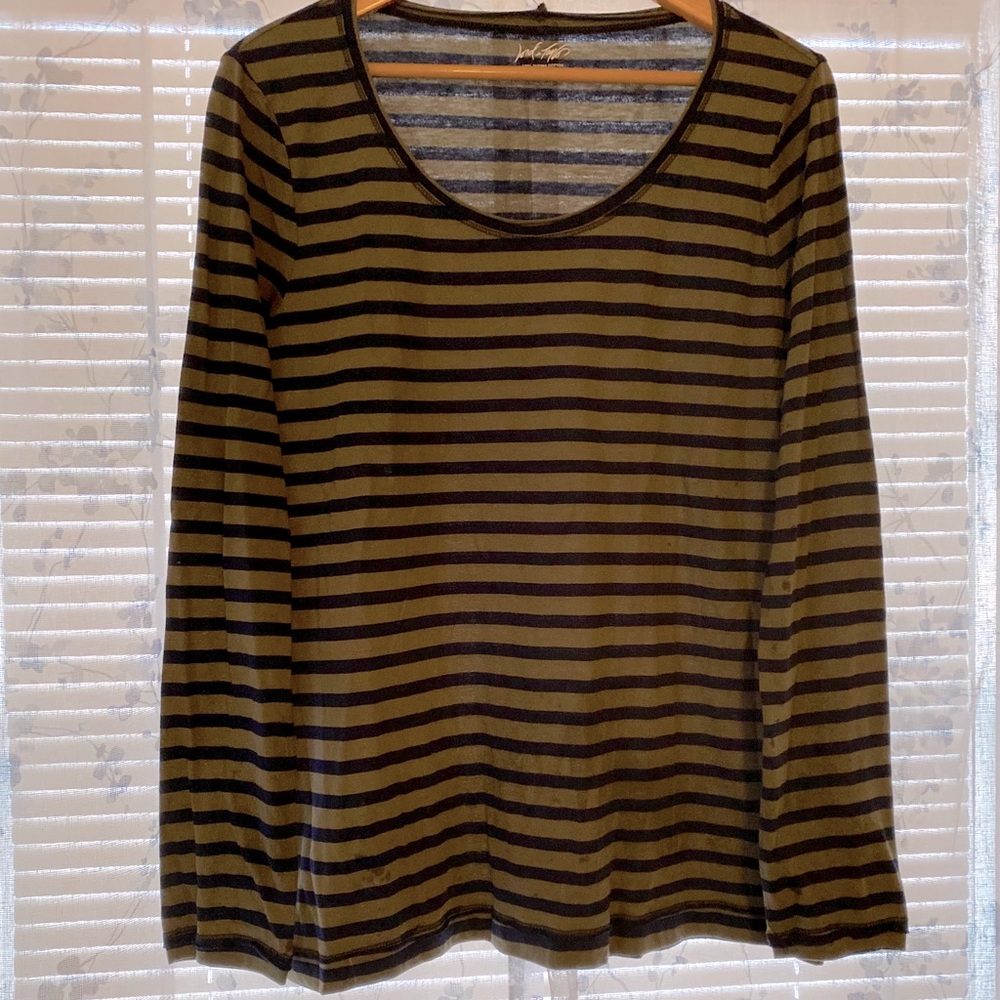 3️⃣ for $15‼️ Navy & Army Green Striped Tee